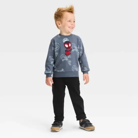 Toddler Boys' Marvel Spider-Man: Miles Morales Fleece Pullover Sweatshirt - Charcoal Gray image {2}