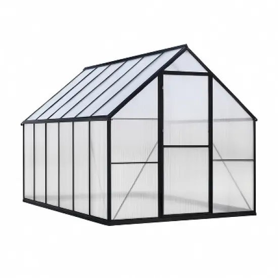 GustoWave 6'x9' Aluminum-Framed Polycarbonate Greenhouse Kit Black image {8}
