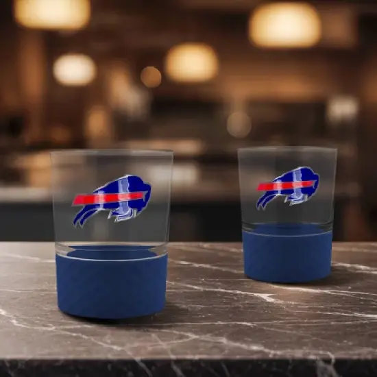 NFL Buffalo Bills 14oz Rocks Glass Set with Silicone Grip - 2pc image {1}