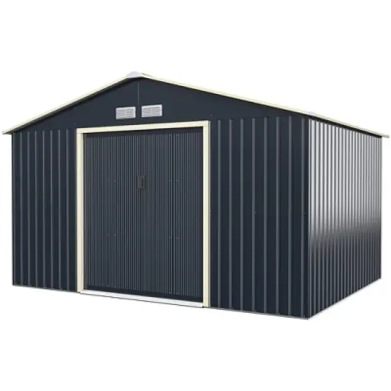 Costway Metal Storage Shed for Garden and Tools w/Sliding Double Lockable Doors image {8}