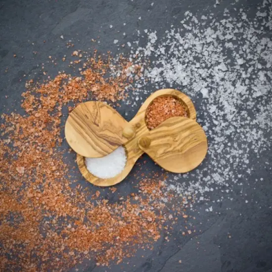 Berard France Olive Wood Double Salt Keeper and Spice Box image {5}