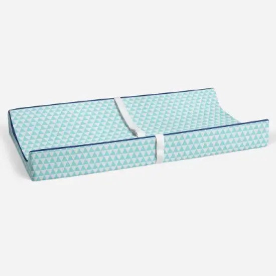 Bacati - Liam Aqua Triangles Quilted Muslin Changing Pad Cover image {3}