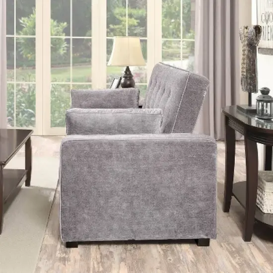 Andrea Convertible Futon Sleeper Sofa Light Gray - Serta image {2}