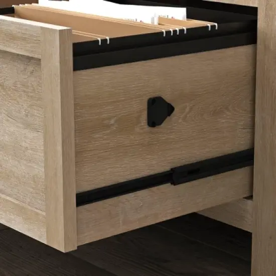 2 Drawer Bridge Acre Rustic Farmhouse Lateral File Cabinet Orchard Oak - Sauder image {6}