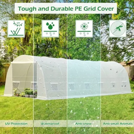 EROMMY Walk-In Greenhouse Tunnel, Large Gardening Plant Hot House Portable Tunnel Tent，white image {5}