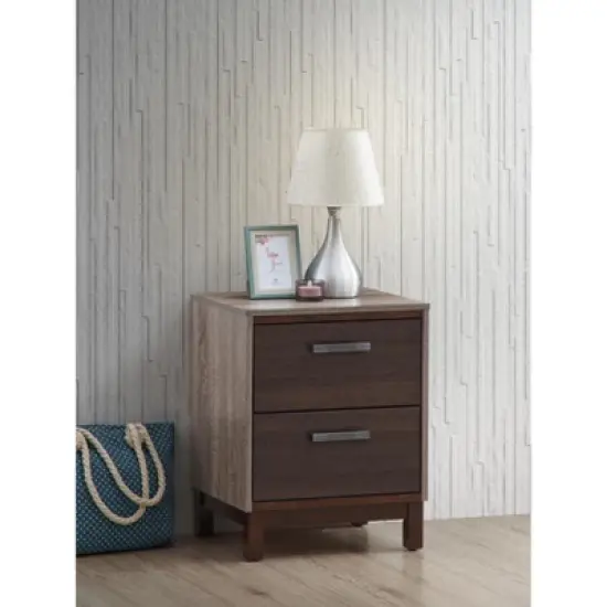 Passion Furniture Magnolia 2-Drawer Brown Nightstand (24 in. H x 15.5 in. W x 19 in. D) image {5}