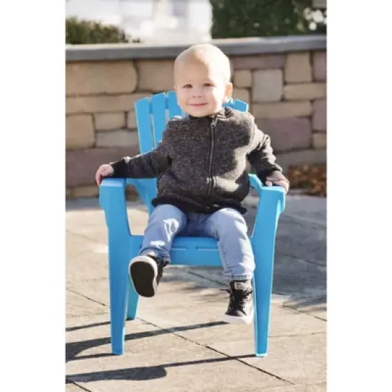 Adams Resin Child-Sized Outdoor Adirondack Stacking Chair, Pool Blue (50lb Capacity) image {3}