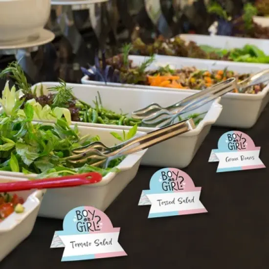 Big Dot of Happiness Baby Gender Reveal - Team Boy or Girl Party Tent Buffet Card - Table Setting Name Place Cards - Set of 24 image {2}