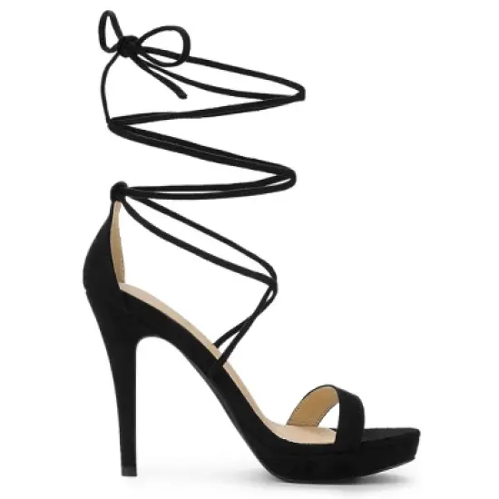 Allegra K Women's Platform Stiletto Heels Lace Up Sandals image {6}