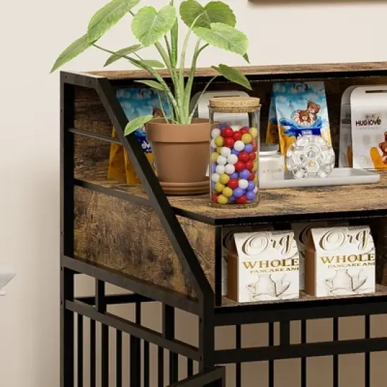 43.3 in Dog Crate Furniture for Large Dogs,with Divider,Double Door Dog Kennel with Three Drawers Storages,Decorative Pet House for Large Medium Dogs image {12}