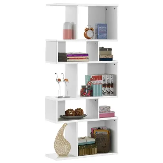 Costway 5 Cubes Ladder Shelf Freestanding Corner Bookshelf Display Rack Bookcase image {12}