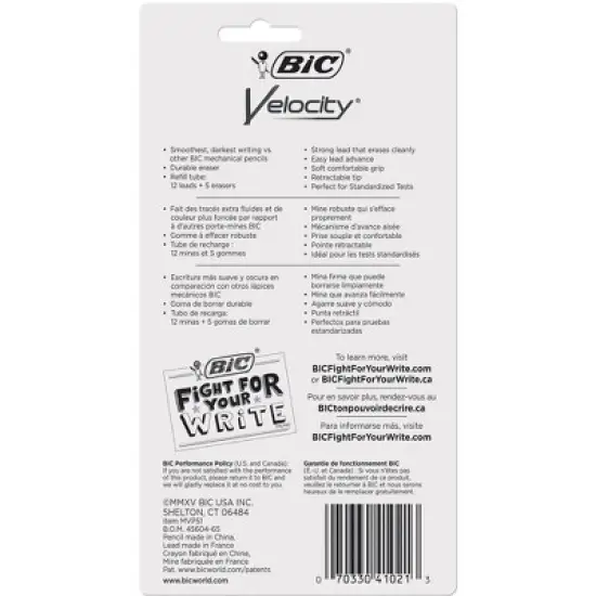 Bic Mechanical Pencil Refillable Rubbergrip .9mm 5/PK Assorted MVP51 image {7}