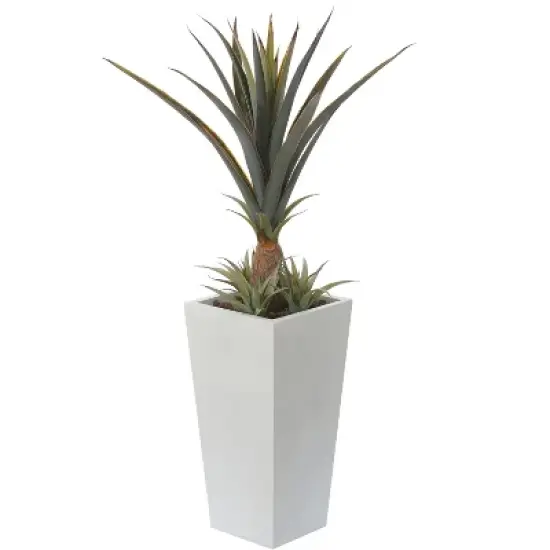 LuxenHome Square Tapered 18.5" H House Planters, Indoor & Outdoor White image {7}