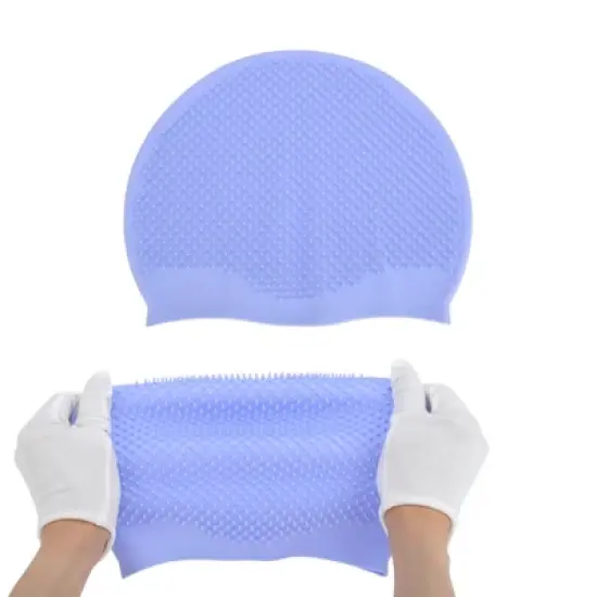 Unique Bargains Silicone Waterproof Embossed Dot Swim Cap 1 Pc image {4}