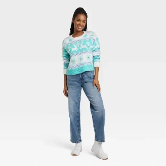 Women's Reindeer Graphic Sweater - Blue image {2}