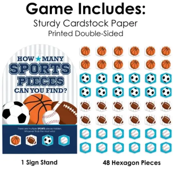 Big Dot of Happiness Go, Fight, Win - Sports - Baby Shower or Birthday Party Scavenger Hunt - 1 Stand and 48 Game Pieces - Hide and Find Game image {3}