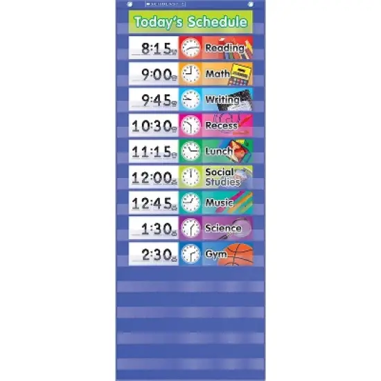Scholastic Daily Schedule Pocket Chart 13 x 33 Blue/Clear 511498 image {1}