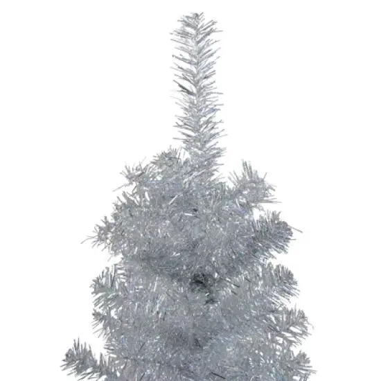 Northlight 4' Holographic Silver Tinsel Slim Artificial Christmas Tree - Unlit image {2}