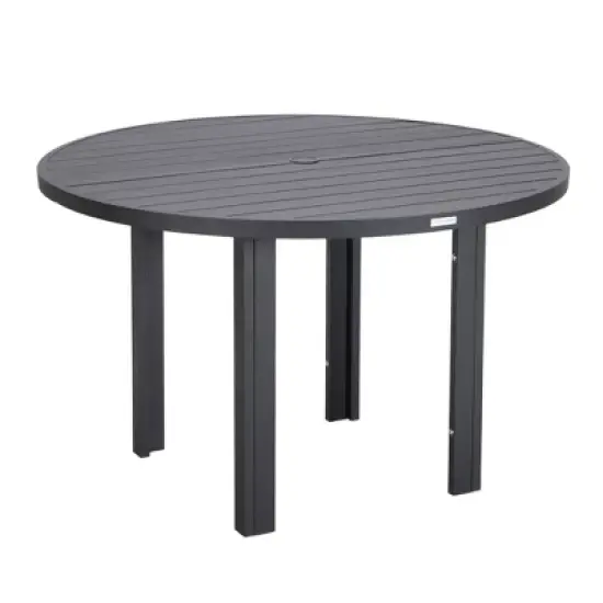 LeisureMod Round Outdoor Aluminum Dining Table for Modern Home, Patio, Backyard Garden Chelsea Collection image {16}