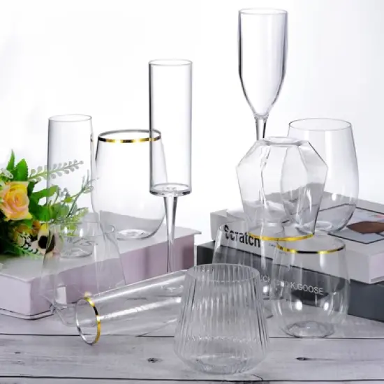 Unique Bargains Lightweight Elegant Champagne Flutes with Long Stem 2 Pcs image {3}