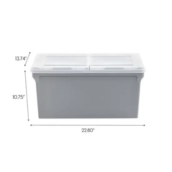 IRIS 22''x13''x10'' 4pc Split Lid Plastic Storage Bins File Boxes Gray image {8}
