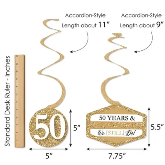 Big Dot of Happiness We Still Do - 50th Wedding Anniversary - Anniversary Party Hanging Decor - Party Decoration Swirls - Set of 40 image {5}