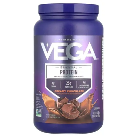 Vega Essential Plant-Based Protein, Creamy Chocolate, 2 lb 0.5 oz (920 g) image {4}