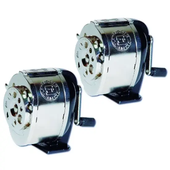 Charles Leonard Mountable Heavy Duty Steel Pencil Sharpener, Multi Size Pencil Holes (8 Sizes), Silver, Pack of 2 image {2}