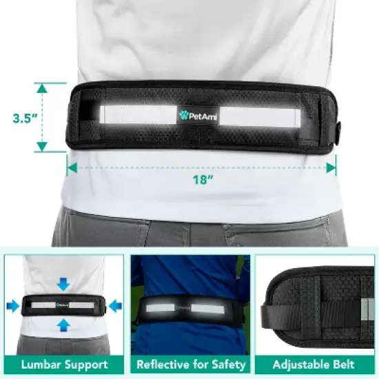 PetAmi Hands Free Dog Leash, Adjustable Waist Belt for Large Dog Walking Up to 125 lbs, Reflective Safety Bungee Running Hiking Jogging Biking image {3}