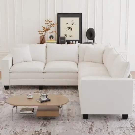 Christopher Knight Home Bruno Convertible Chenille 97'' Corner L-Sectional Sofa with Armrest Storage image {1}