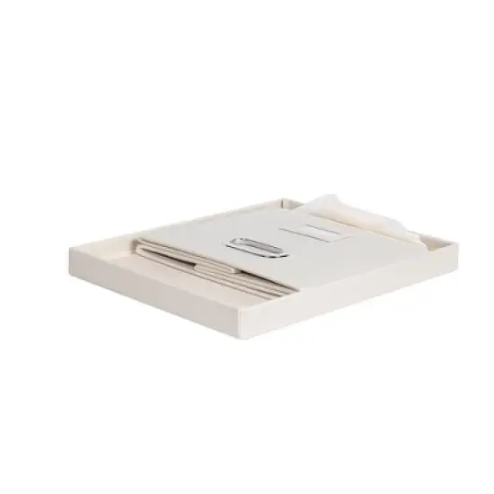 BirdRock Home 1-Pack Collapsible File Storage Organizer with Lid - Cream image {1}