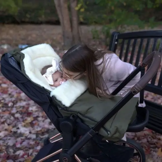 Cover Baby 0-3 Years Scandinavian Organic Wool Adjustable Footmuff in Olive image {1}