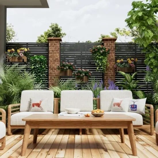 PexFix 72 in. x 47 in. Outdoor Metal Privacy Screen in Louver Pattern in Black image {2}