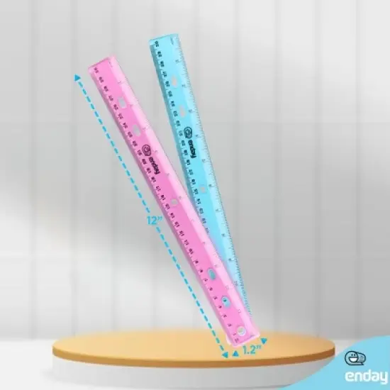Enday 12" (30cm) Jewel Tones Color Ruler, 4 Pack image {4}