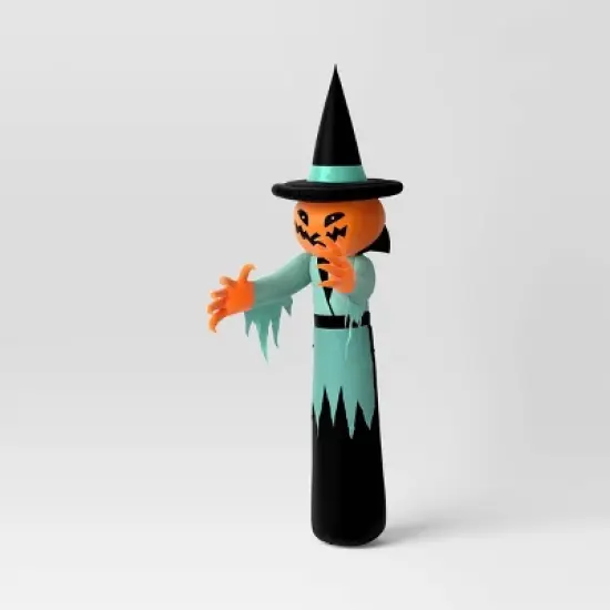 12' Inflatable Pumpkin Witch Halloween Decoration Gray/Orange - Hyde and EEK! Boutique&trade; image {2}