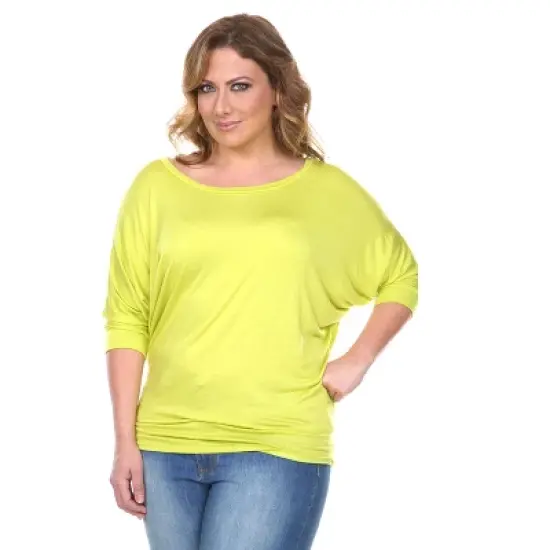 Women's Plus Size Bat Sleeve Tunic Top - White Mark image {12}