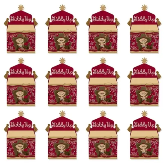 Big Dot of Happiness Little Cowboy - Treat Box Party Favors - Western Baby Shower or Birthday Party Goodie Gable Boxes - Set of 12 image {3}