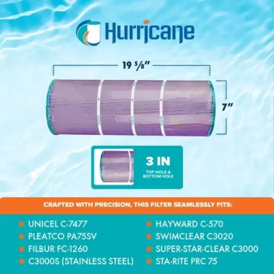 Hurricane 4 Pack HF7477-04P Platinum Purple Spa Cartridge Replacement for PA75SV, Unicel C-7477, Filbur FC-1260, Hayward C-570 image {1}