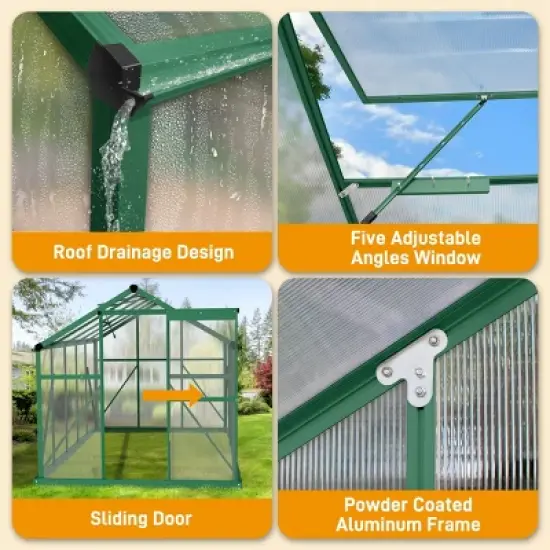 SEVOBAL Greenhouse Quick Setup for Outdoors with Roof Vent Walk in Green Houses Opendoor for Outside Outdoor Garden Backyard, Green, 135"*68"*13.5" image {4}