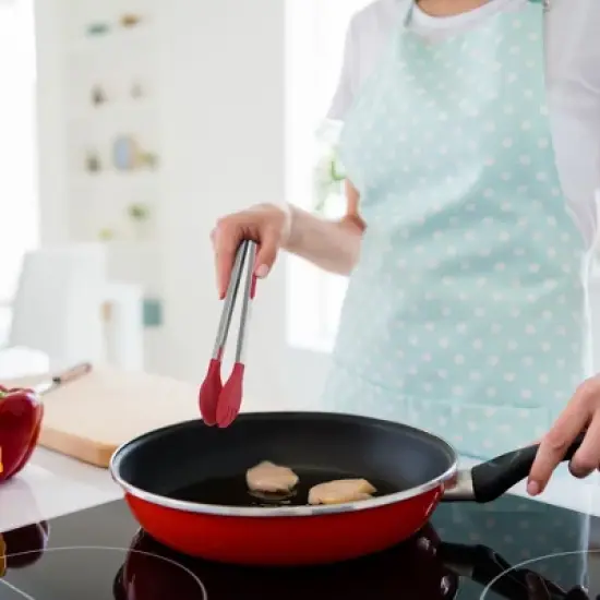 Unique Bargains Non-stick Silicone Round Head Stainless Steel Kitchen Tongs for Cooking 1 Pc image {2}