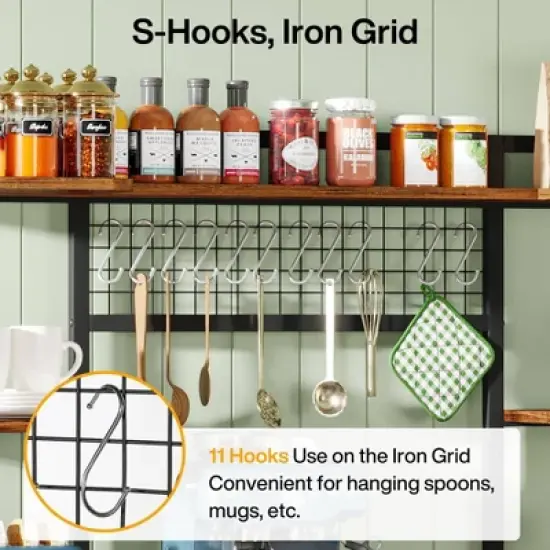 LITTLE TREE 55" 5 Tier Storage Baker's Rack Brown/Black image {6}