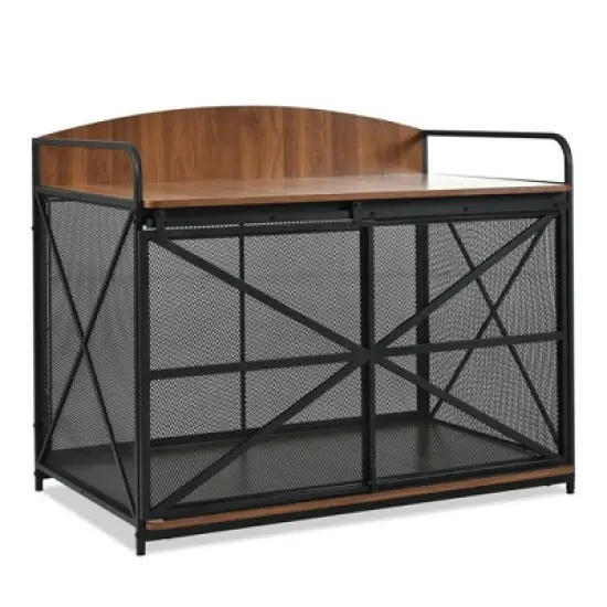 Gulches 42.8" Heavy Duty Large Dog Crate Furniture for Large Medium Dog, Farmhouse Wooden Dog Kennel Indoor End Table, Decorative Pet House, Brown image {5}