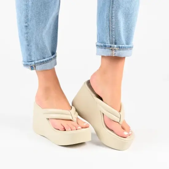 Journee Collection Womens Shareene Tru Comfort Foam Slip On Platform Wedge Sandals image {8}