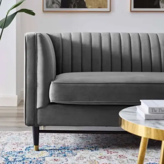 Devote Channel Tufted Performance Velvet Loveseat - Modway image {5}