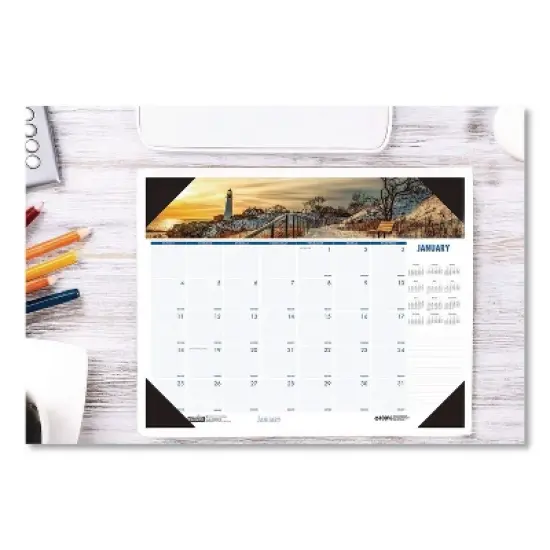 House of Doolittle Earthscapes Recycled Monthly Desk Pad Calendar Coastlines Photos 12-Month January 2026 to December 2026 Black Binding image {3}