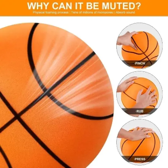 Nero Silent Ninja Basketball Indoor Dribbling Silent Bouncing (Size 3) 7 Inches Training Ball High Bounce image {2}