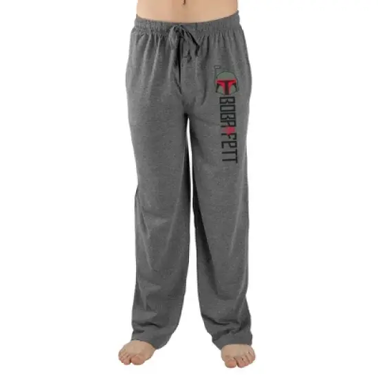 Star Wars Boba Fett Character Logo Adult Men's Gray Graphic Sleep Pajama Pants image {5}