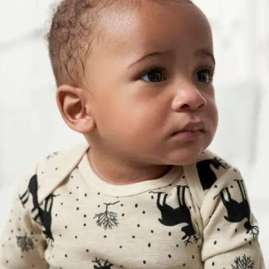 Gerber Baby Neutral Long Sleeve Onesies&reg; Bodysuits, 6-Pack, Deer image {2}