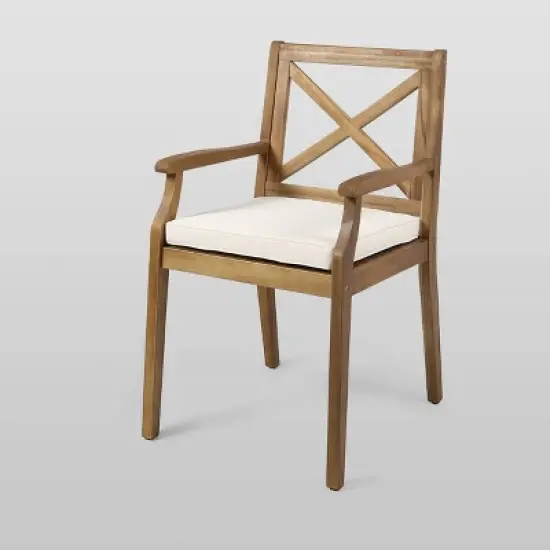 Pines 5pc Acacia Wood Dining Set - Teak/Cream - Christopher Knight Home image {1}