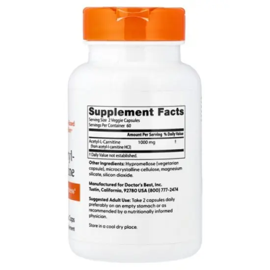 Doctor's Best Acetyl-L-Carnitine, 120 Veggie Caps (500 mg per Cap) image {1}